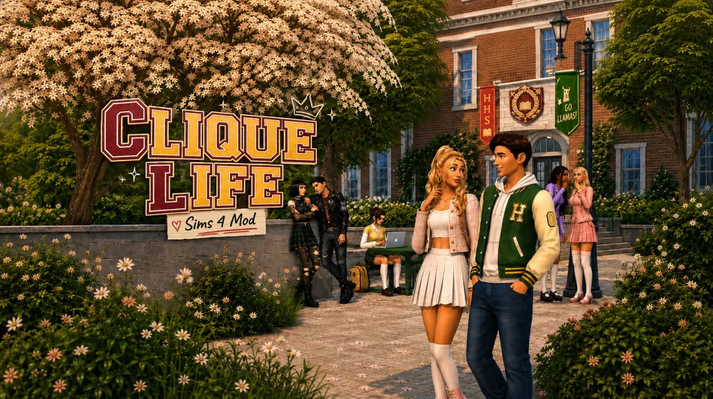 Sims 4 Clique Life mod showing Popular clique gameplay